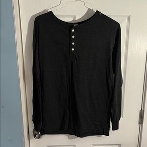 PINK Victoria's Secret Black Long Sleeve Henley